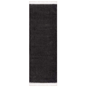 Tapis anthracite uni à franges - BELISE Belise