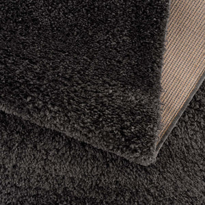 Tapis anthracite uni à franges - BELISE Belise