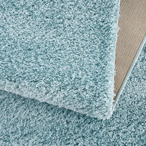 Tapis bleu uni à franges - BELISE Belise