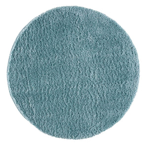 Tapis bleu uni à franges - BELISE Belise