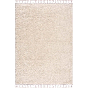 Tapis crème uni à franges - BELISE Belise