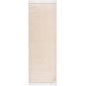 Tapis crème uni à franges - BELISE Belise