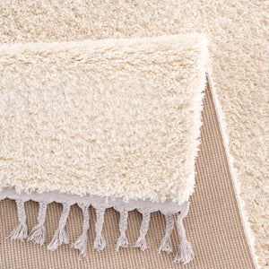 Tapis crème uni à franges - BELISE Belise