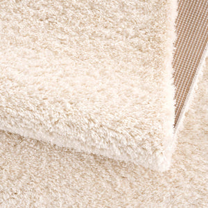 Tapis crème uni à franges - BELISE Belise