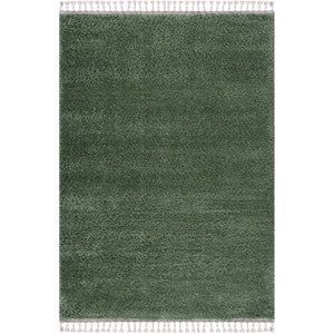 Tapis vert uni à franges - BELISE Belise