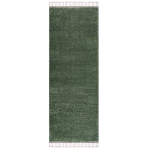 Tapis vert uni à franges - BELISE Belise