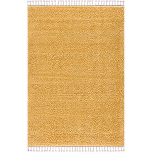 Tapis jaune uni à franges - BELISE Belise