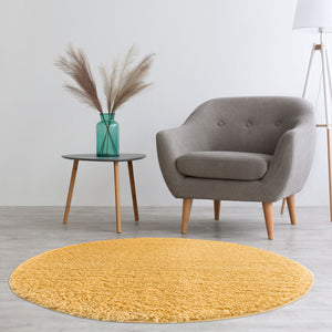 Tapis jaune uni à franges - BELISE Belise