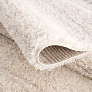 Tapis crème uni à franges - BELISE Belise