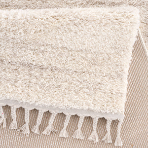 Tapis crème uni à franges - BELISE Belise