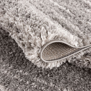 Tapis gris uni à franges - BELISE Belise