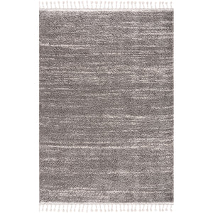 Tapis gris uni à franges - BELISE Belise