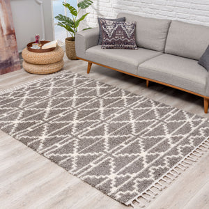 Tapis gris à forme géométrique - BELISE Belise