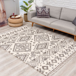 Tapis crème à motif losange - BELISE Belise