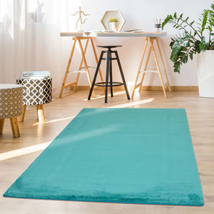 Tapis turquoise uni et doux - SIERA Siera