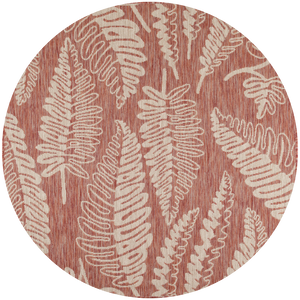 Tapis moderne motif palmier rouge Rond : SAM1703ROS Bruge Interiors