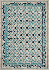 Tapis intérieur extérieur motif persan bleu ACAPULCO