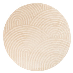 Tapis rond arc-en-ciel crème avec longs poils en relief : BIA157CRE BIANCA