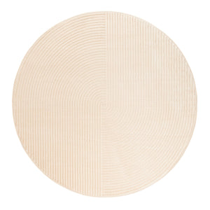 Tapis rond géométrique crème avec longs poils en relief : BIA159CRE BIANCA