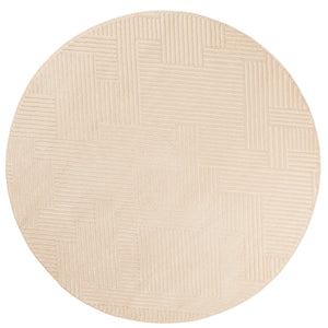 Tapis rond graphique crème avec longs poils en relief : BIA160CRE BIANCA