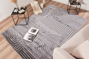 Tapis motif en relief gris : BIA163GRI BIANCA