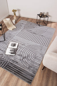 Tapis motif en relief gris : BIA163GRI BIANCA