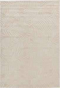 Tapis poils ras motif feuille en relief crème : BLO1035CRE BLOOM