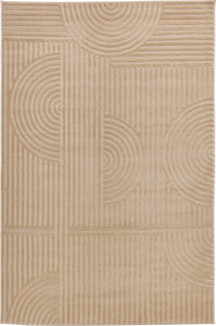 Tapis poils ras motif graphique en relief beige : BLO1036BEI BLOOM