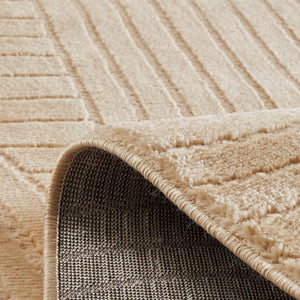 Tapis poils ras motif demi arc en relief beige : BLO1038BEI BLOOM