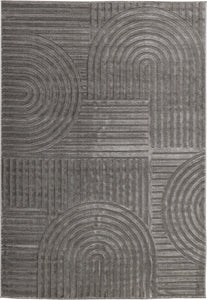 Tapis poils ras motif géométrique en relief gris : BLO1040GRI BLOOM