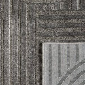 Tapis poils ras motif géométrique en relief gris : BLO1040GRI BLOOM