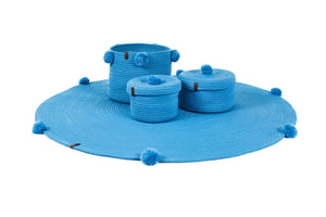 Paniers de rangement enfant en aspect jute fait main bleu : CAL4304BLE - Nazar rugs