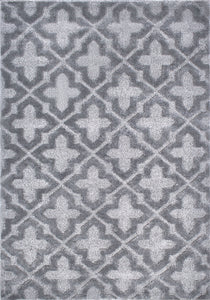 Tapis de salon motif trellis relief gris Bruge Interiors