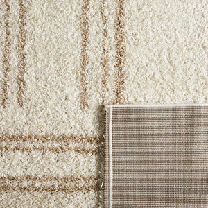 Tapis shaggy à poils long motif graphique beige : OLY1068BEI OLYMPE