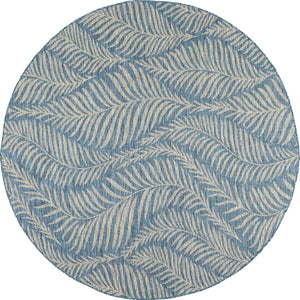 Tapis feuilles de palmier bleu Rond Bruge Interiors
