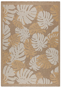 Tapis jute bi matière aux motifs feuille de palmier jaune Bruge Interiors