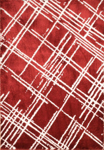 Tapis abstrait rouge motif géométrique Bruge interiors