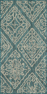 Tapis avec ornement floral turquoise Bruge interiors