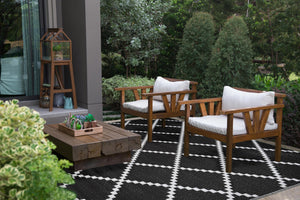 Tapis d'extérieur pour terrasse noir et blanc Nazar rugs