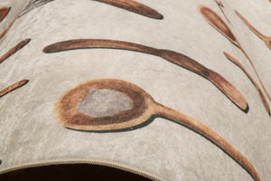 Tapis de cuisine antidérapant blanc motifs ustensiles Bruge Interiors