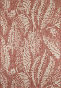 Tapis moderne motif palmier rouge Bruge Interiors