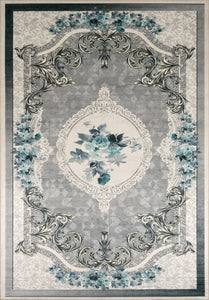 Tapis motif baroque bleu, style moderne Bruge interiors