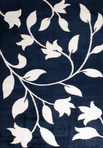 Tapis motif fleur bleu style moderne Bruge Interiors