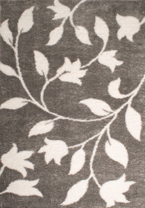 Tapis motif fleur gris style moderne Bruge interiors