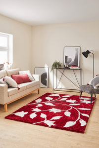 Tapis motif fleur rouge style moderne Bruge interiors