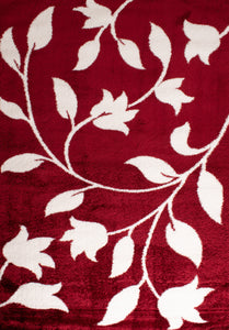 Tapis motif fleur rouge style moderne Bruge interiors